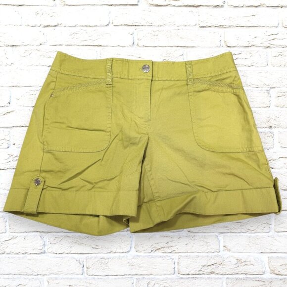 White House Black Market Lime Green Cargo Shorts Size 6 - Picture 1 of 3